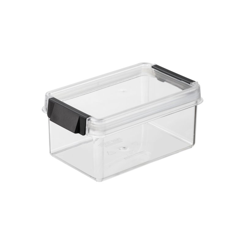 Plast Team boîte de rangement Oslo, transparent/noir, 0,85 litre, rectangulaire